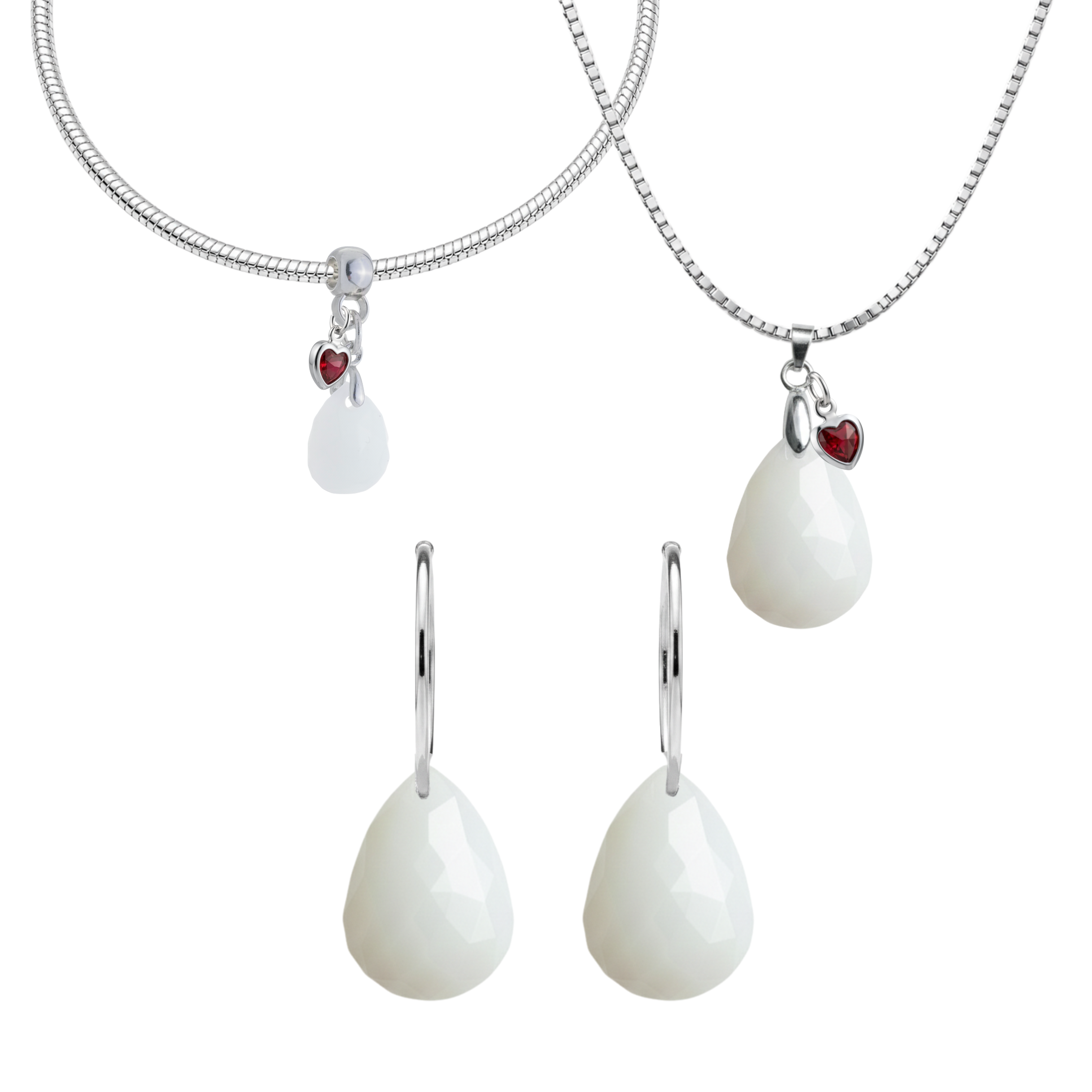Gota Lapidada con Corazón Rubí