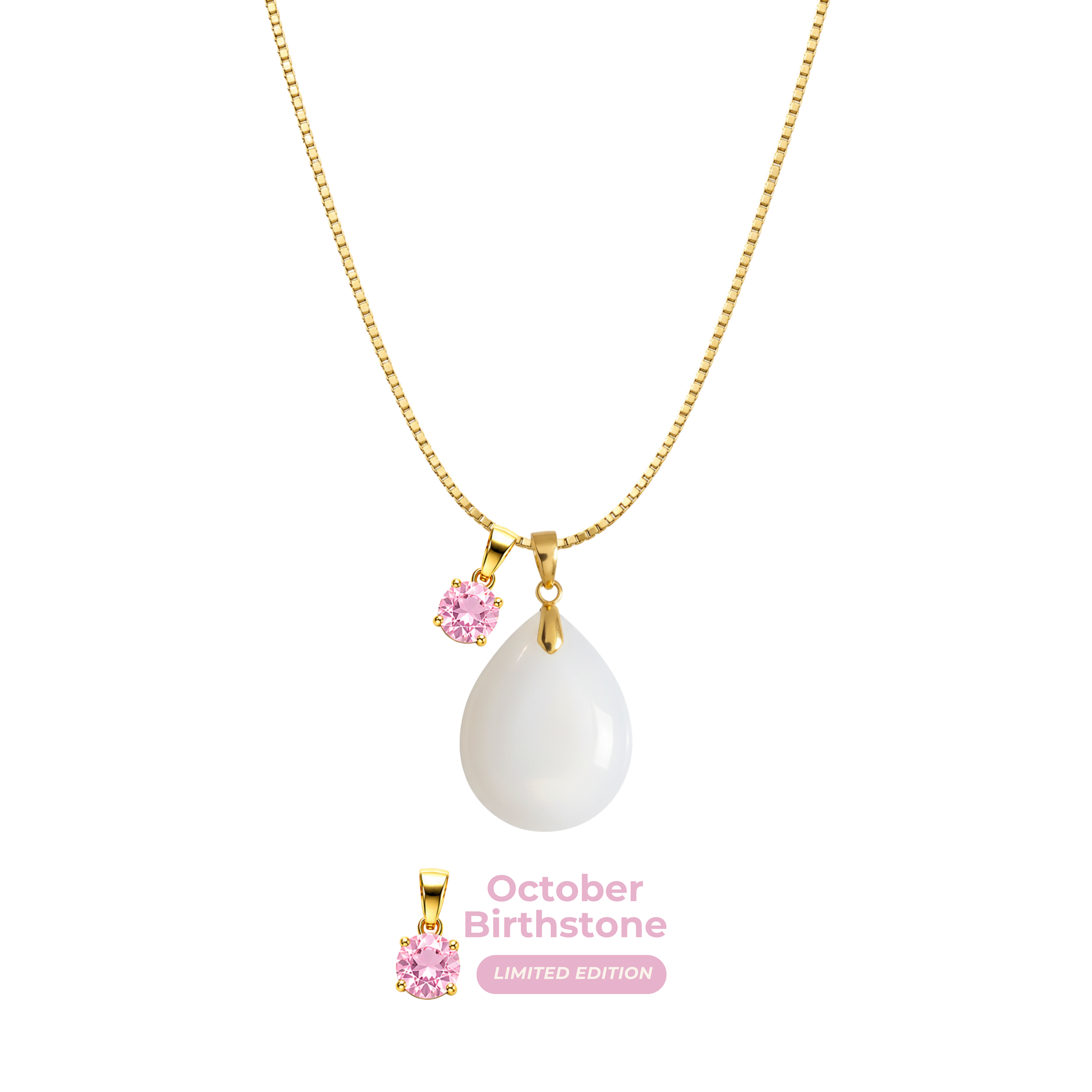 Chubby Mini Drop with Chain and Birthstone Pendant