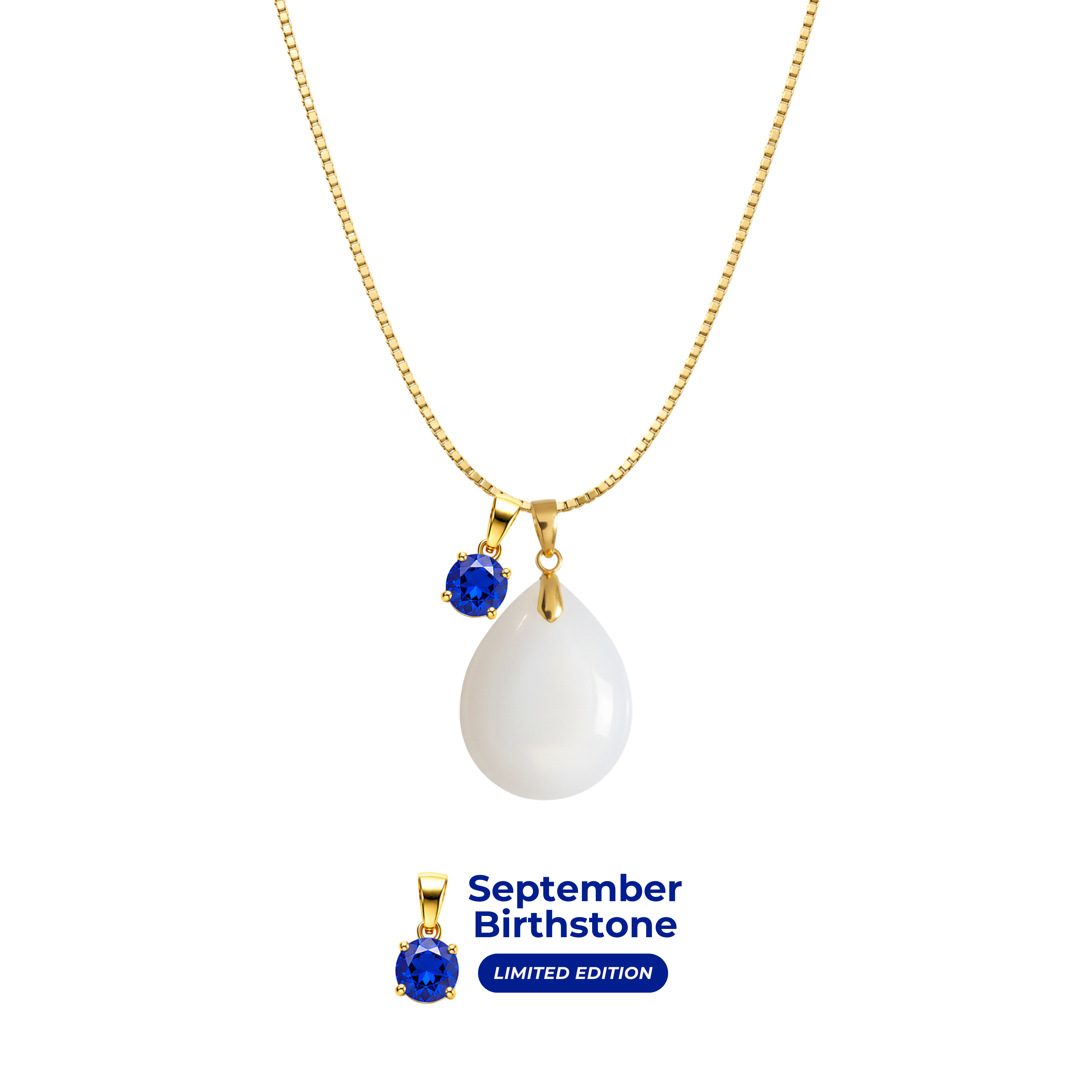 Chubby Mini Drop with Chain and Birthstone Pendant