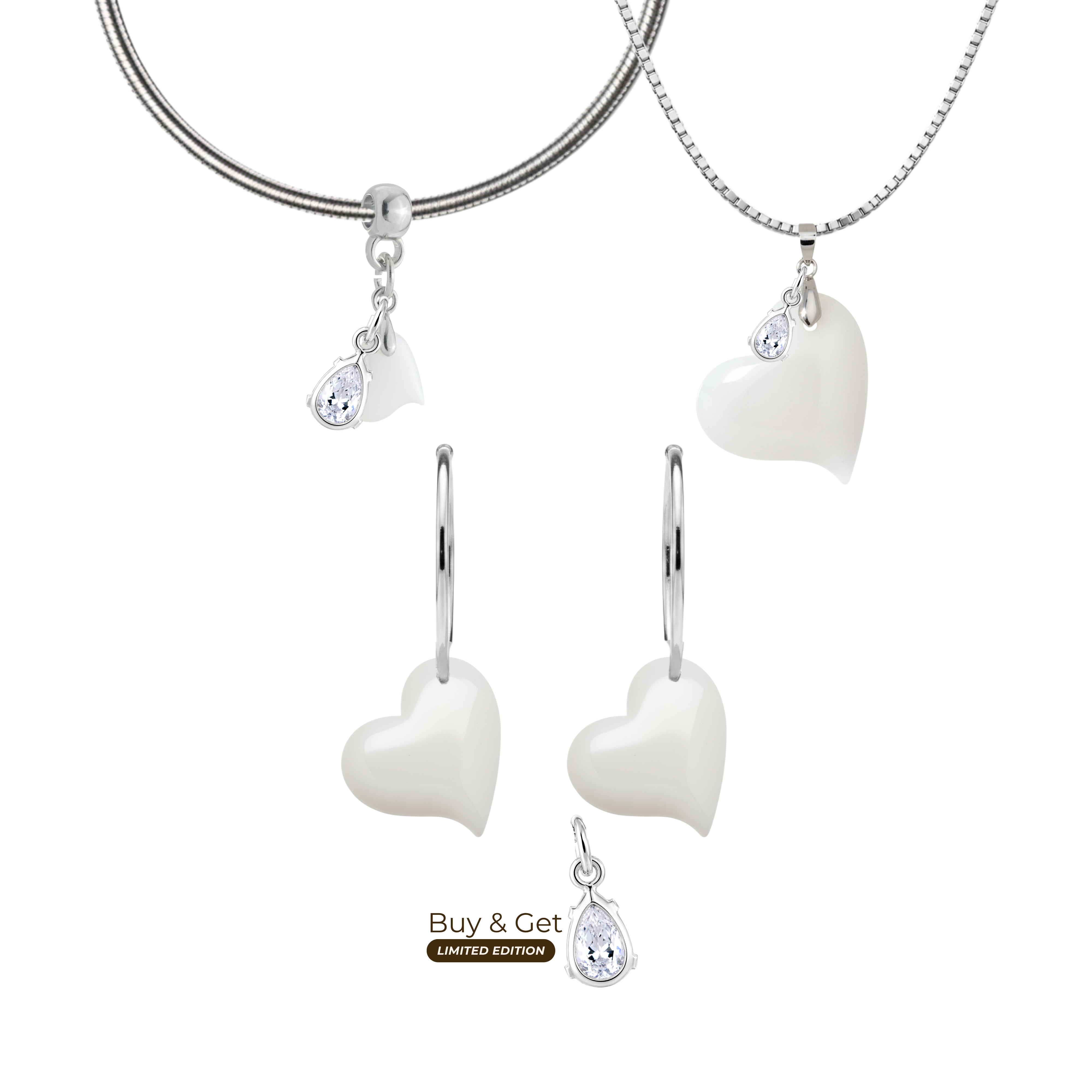 Twisted Heart with Zirconia Drop